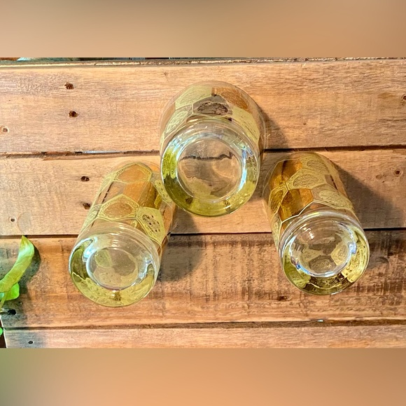 🔥Set of 3 Cera Ned Harris 22k Pineapple Motif Glasses🔥 VINTAGE - Picture 4 of 7